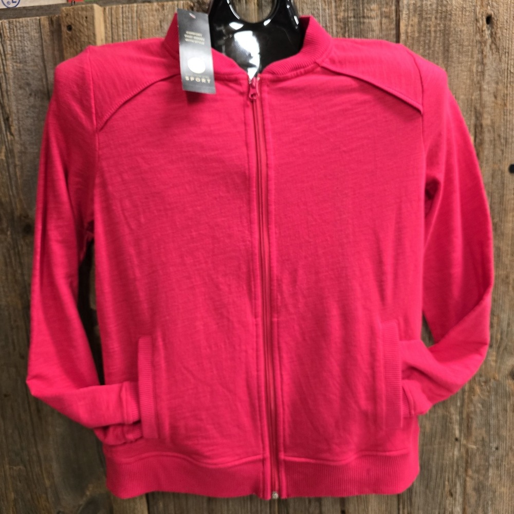 Jones New York Sport Jacket Womens Medium Raspberry Pink Full Zip Lightweight